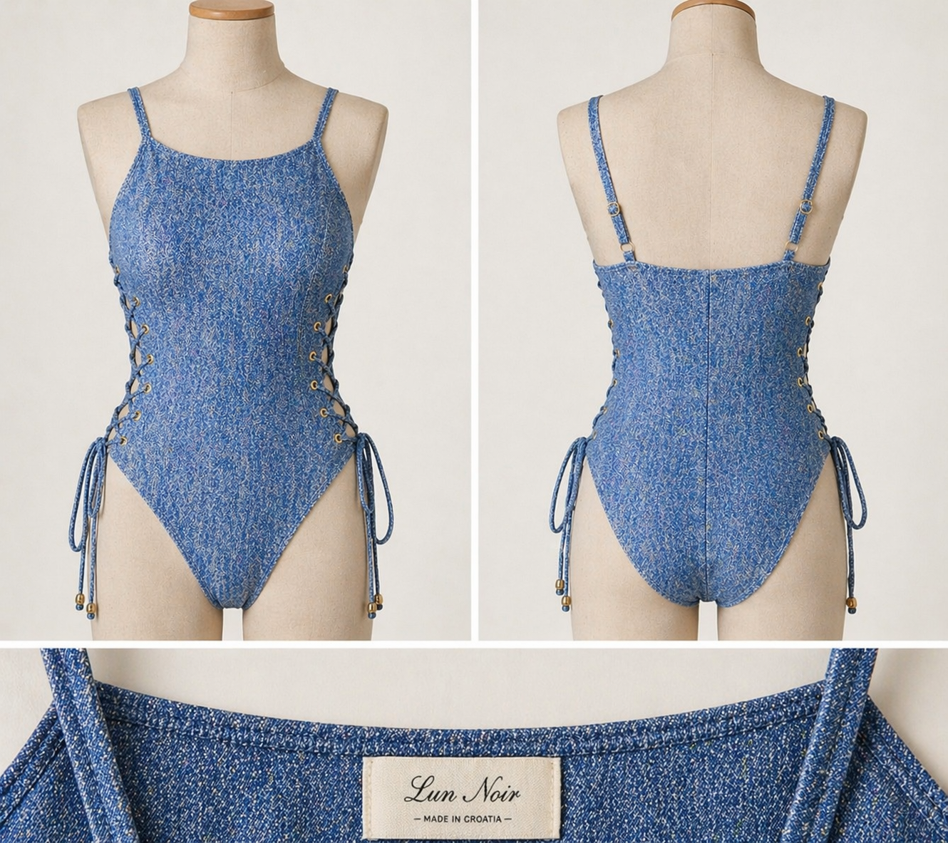 LunNoir jednodijelni kupaći kostimi - denim efekt