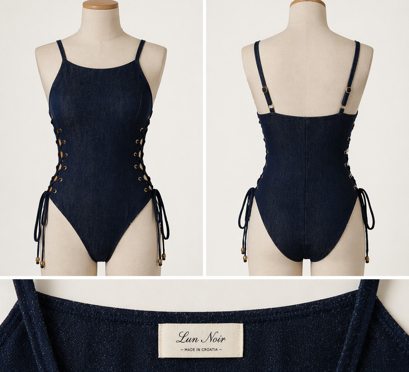 LunNoir jednodijelni kupaći kostimi - denim efekt